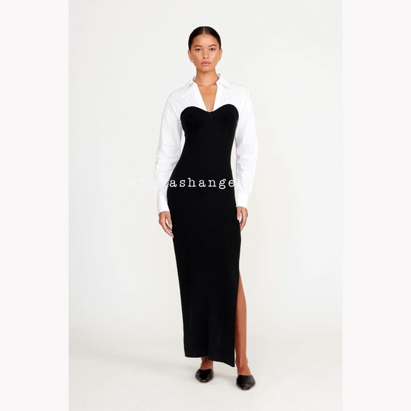 NWT Staud Hazel Dress S Small Black White - Picture 1 of 16